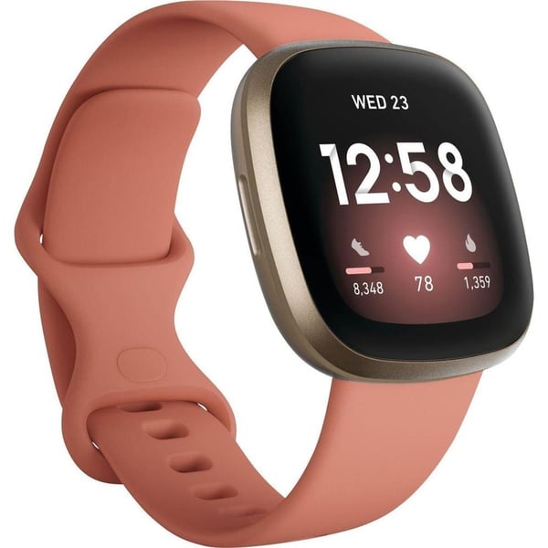 Fitbit FB511GLPK Versa 3 Fitness Smartwatch Pink Clay/Soft Gold