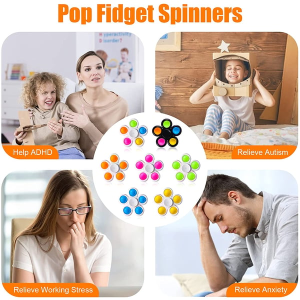 Lavish Fidget Spinner Pop Toys 1 Pack, Push Popper Pop Bubble Simple Pop Fidget Toy Set Hand Spinners Stress Relief For Kids Random Selection