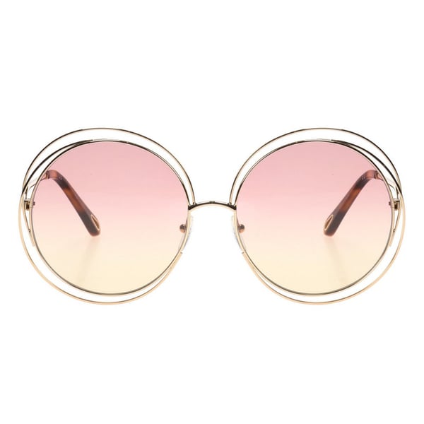 Buy Chloe Ce114s 702 Round Gold Fullrim Sunglasses For Women (pink Lens ...
