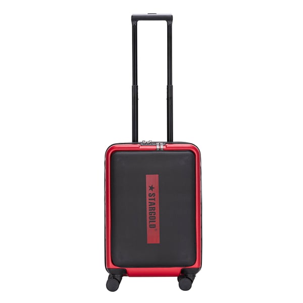 STARGOLD ABS Trolley 20-Inch Front Pocket Travel Luggage Bag / Multi-Directional / Four Double Wheels with TSA Lockable Suitcase Red