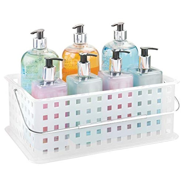 Idesign Spa Storage Organizer Basket With Handle, Stackable Container For Bathroom, Health, Cosmetics, Hair Supplies And Beauty Products, 8.69