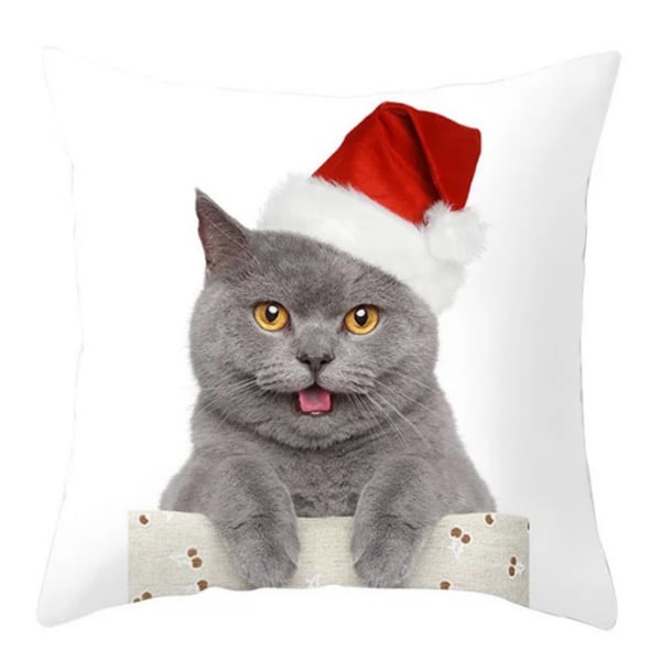 Deals For Less - Trendy Cute Cat With Santa Hat Print, Decorative Cushion Cover