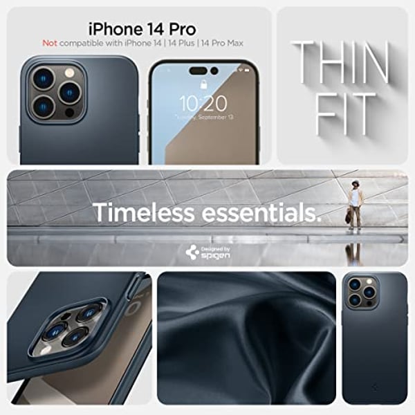 Spigen Thin Fit designed for iPhone 14 Pro case cover - Metal Slate