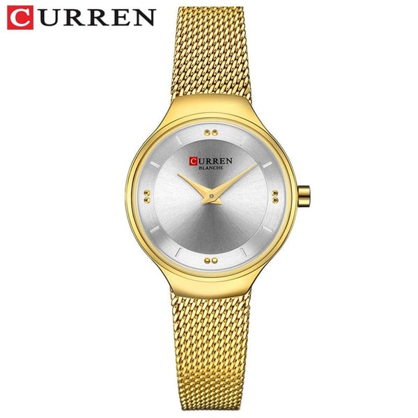 Curren CRN9028-GLDWHT-Elegant Ladies Stainless Steel Mesh Watch Curren CRN9028-GLDWHT-Elegant Ladies Stainless Steel Mesh Watch