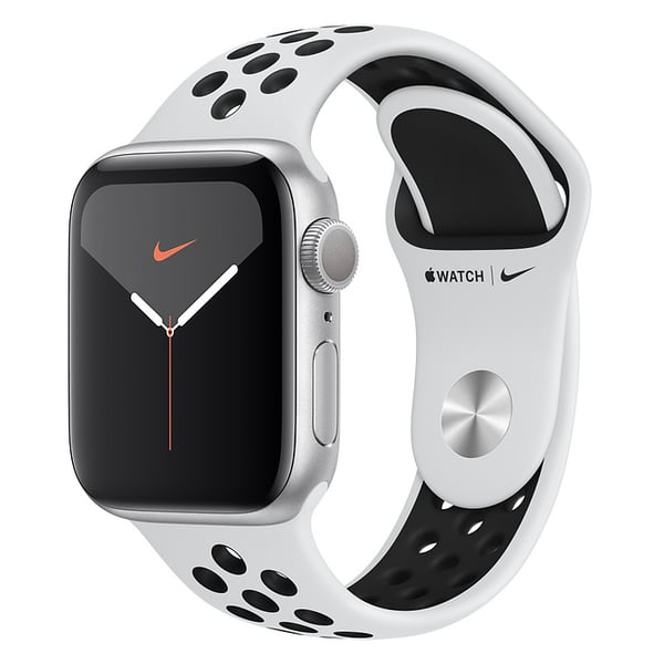 Apple Series 5 GPS + Cellular 44mm Silver Aluminum Case with Nike Sport Band - Pure Platinum/Black Apple Series 5 GPS + Cellular 44mm Silver Aluminum Case with Nike Sport Band - Pure Platinum/Black