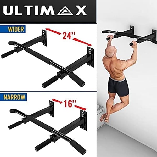 ULTIMAX Wall Mount Pull Up Bar Chin-up Body-bulding Exercise Fitness Gym Home with 6 Foam Handles Ultimate Body Press Wall Mounted Cross Fit Traing for ultimate fitness