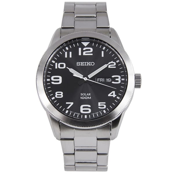 Seiko Solar Silver Metal Analog Watch For Men SNE471P1