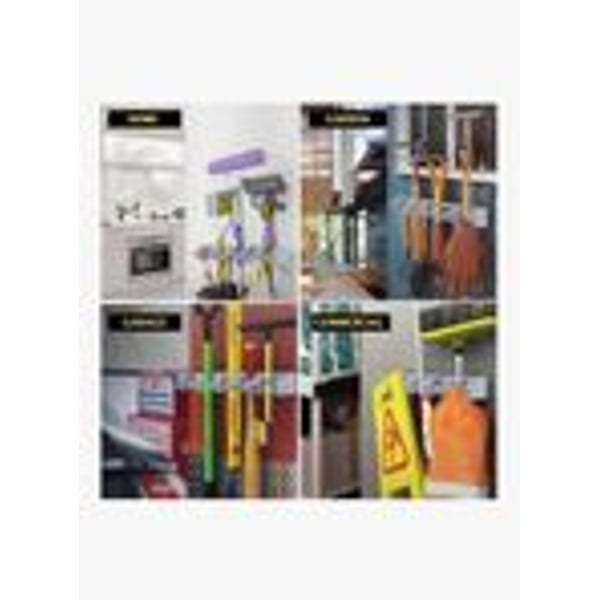 Decdeal - Mop Holder With Hook Broom Holder Drilling Wall Mounted Broom Hanger Organizer Storage Rack Kitchen Bathroom Garden Decdeal - Mop Holder With Hook Broom Holder Drilling Wall Mounted Broom Hanger Organizer Storage Rack Kitchen Bathroom Garden