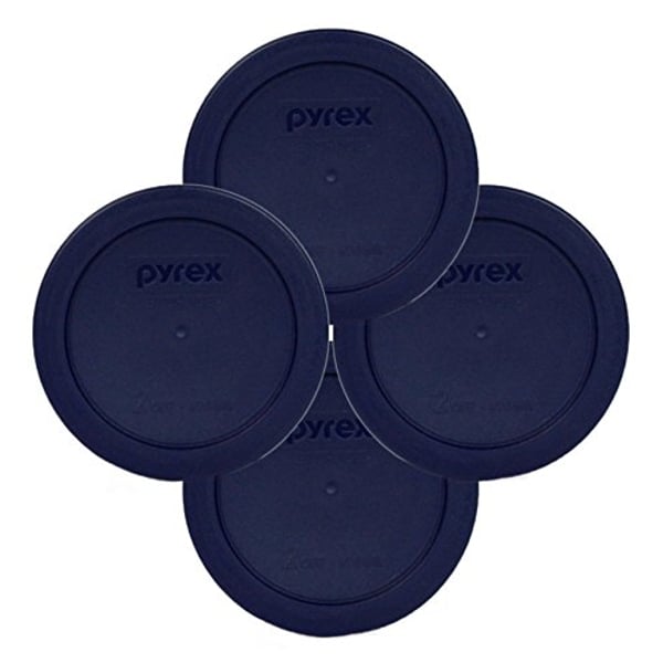 Pyrex Blue 2 Cup Round Storage Cover #7200-Pc For Glass Bowls 4-Pack