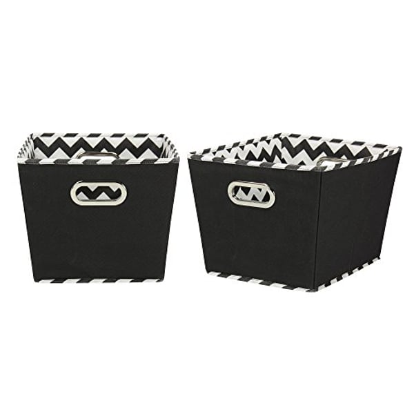 Buy Household Essentials 91 1 Medium Tapered Decorative Storage Bins 2 Pack Set Cubby Baskets Black Chevron Online In Uae Sharaf Dg