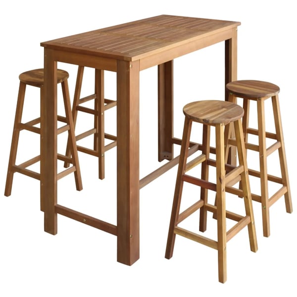 Buy vidaXL Bar Table and Stool Set 5 Pieces Solid Acacia Wood Online in