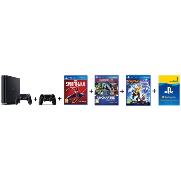 Buy Sony Ps4 Slim Gaming Console 500gb Black Dual Shock 4 Controller Spiderman Game Uncharted The Nathan Drake Collection Game Ratchet Clank Game 3 Months Playstation