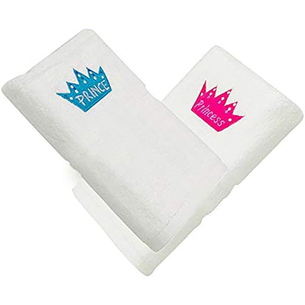 Personalized For You Cotton White Princess & Prince Embroidery Set of 2 Bath Towel 70*140 cm