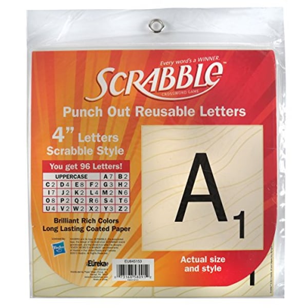 Eureka Back To School Scrabble Punch Out Deco Letters Classroom Decorations, 96 Pc, 4'' (845153)