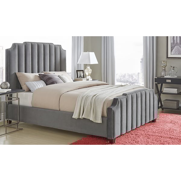 Velvet upholstered king bed discount