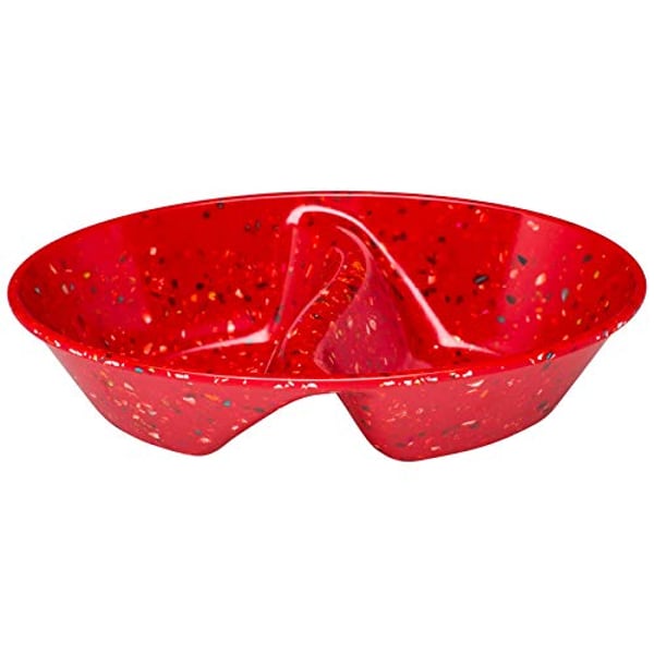 Zak Designs Confetti Divided Oval Serving Bowl, Pub Red Os