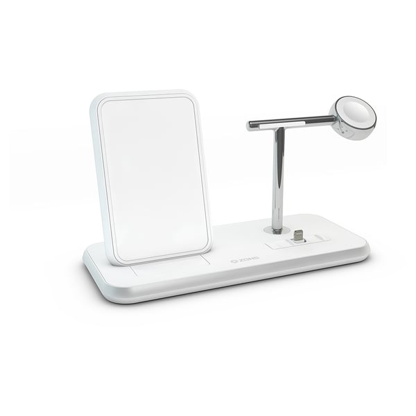 Zens Dual Dock Wireless Charger White With Lightning Port Zens Dual Dock Wireless Charger White With Lightning Port