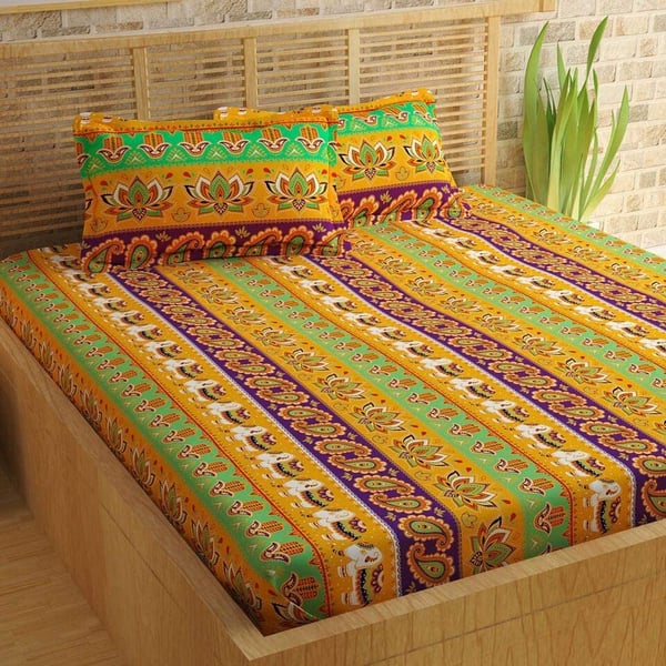 Buy StoryHome Double Bedsheet Set, MultiColour, 225 cm x 250 cm