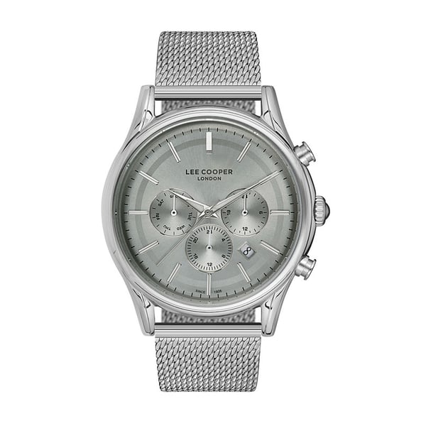 Lee Cooper, LC07153.370, Mens Analog Watch, Grey Dial Multi-Function 3 Hands Stainless Steel Mesh Strap