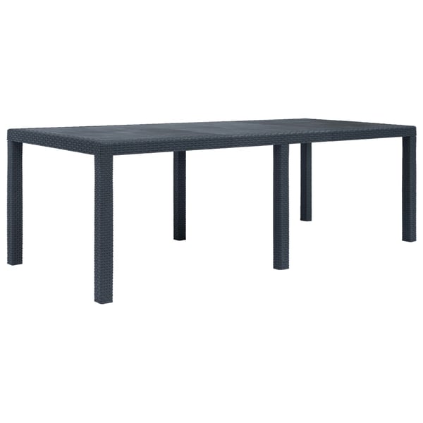 vidaXL Garden Table Anthracite 220x90x72 cm Plastic Rattan Look vidaXL Garden Table Anthracite 220x90x72 cm Plastic Rattan Look