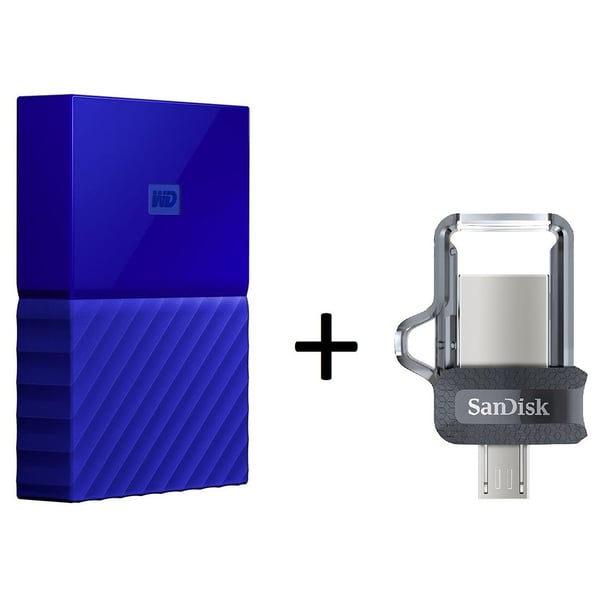 Western Digital My Passport Portable Hard Drive 2TB WDBS4B0020 + Sandisk Dual Drive 32GB SDDD3032GG46 MicroUSB to USB Type A Western Digital My Passport Portable Hard Drive 2TB WDBS4B0020 + Sandisk Dual Drive 32GB SDDD3032GG46 MicroUSB to USB Type A