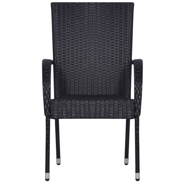Vidaxl Stackable Outdoor Chairs 6 Pcs Poly Rattan Black