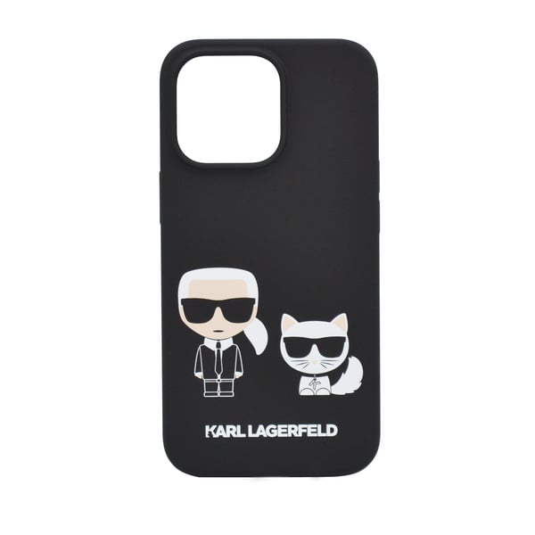 Karl Lagerfeld Liquid Silicone Case Karl And Choupette For Iphone 13 Pro Max Black