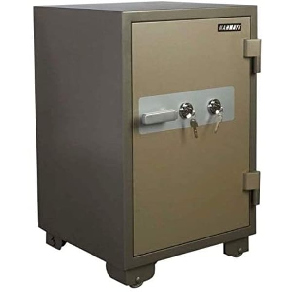 Mahmayi Tijori 77 Fire Safe With 2 Key Locks - Tough and Resilient Safe Box with Drawer Storage and Adjustable Shelf - Hammertone Finish - (50cm x 50cm x 77cm)