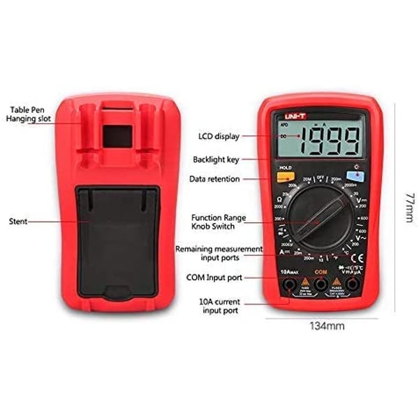 Uni-T UT33A+ Digital Multimeter LCD AC DC Voltage Current Resistance +2mF Capacitance Tester With Backlight Display