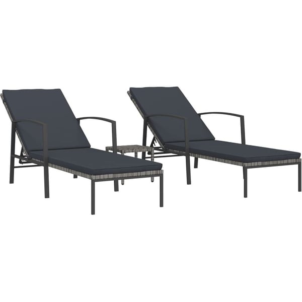 Vidaxl Sun Loungers 2 Pcs With Table Poly Rattan Grey