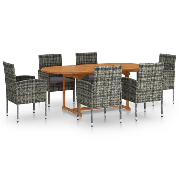 Vidaxl 7 Piece Garden Dining Set Poly Rattan Anthracite