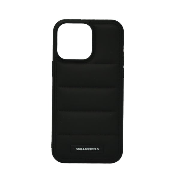 Karl Lagerfeld Nylon Puffy Elongated Logo Hard Case For Iphone 14 Pro Max Black