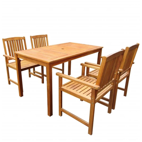 vidaXL 5 Piece Outdoor Dining Set Solid Acacia Wood vidaXL 5 Piece Outdoor Dining Set Solid Acacia Wood