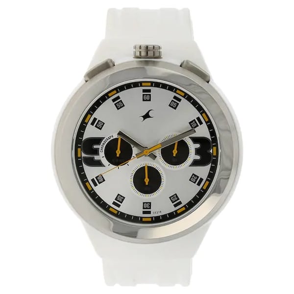 Fastrack Chronos White Resin Analog Men Watch - T38002PP01 Fastrack Chronos White Resin Analog Men Watch - T38002PP01