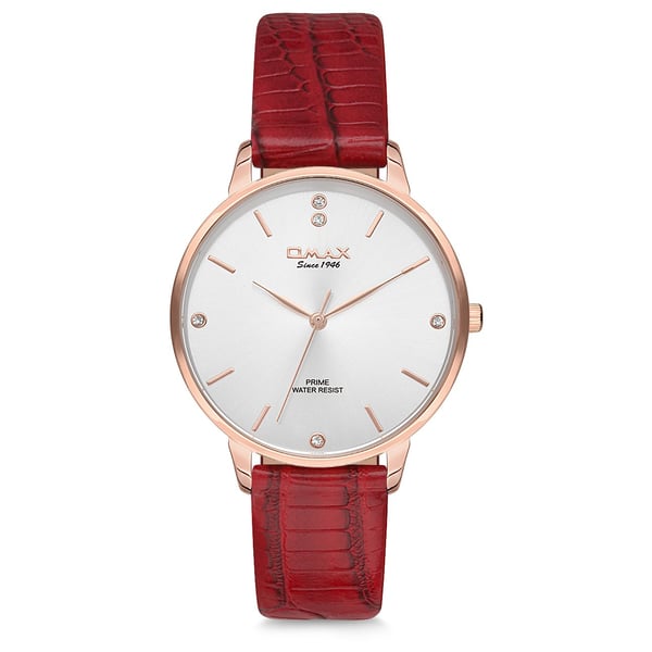 Omax Prime Collection Red Leather Analog Watch For Women PM003R60I