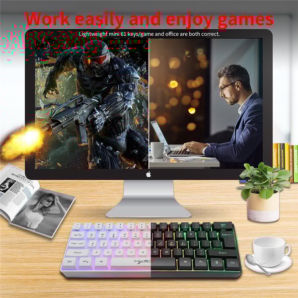 Hxsj L500 61 Keys Wireless Gaming Keyboard Dual Mode Bt5.0 + 2.4g RGB Backlight Mechanical Feel Membrane Keyboard Hxsj L500 61 Keys Wireless Gaming Keyboard Dual Mode Bt5.0 + 2.4g RGB Backlight Mechanical Feel Membrane Keyboard