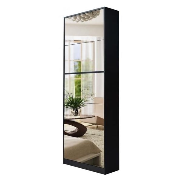 CLASS Shoe Cabinet with Full Length Mirror Black ASTV4111