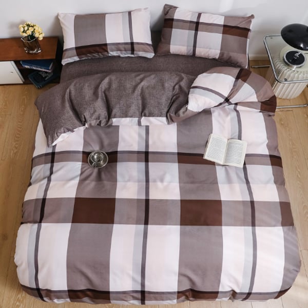 Buy LUNA HOME Single Size 4 Pieces set, DoubleSided Check Brown Color
