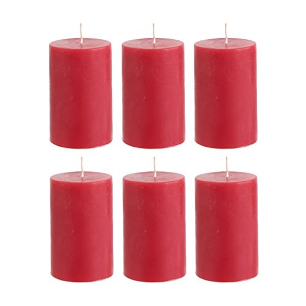 Mega Candles 6 Pcs Unscented Red Round Pillar Candle, Hand Poured Premium Wax Candles 2 Inch X 3 Inch, Home D Cor, Wedding Receptions, Baby Showers, Birthdays, Celebrations, Party Favors & More