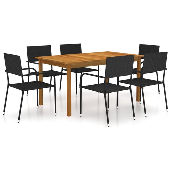 vidaXL 7 Piece Garden Dining Set Black vidaXL 7 Piece Garden Dining Set Black