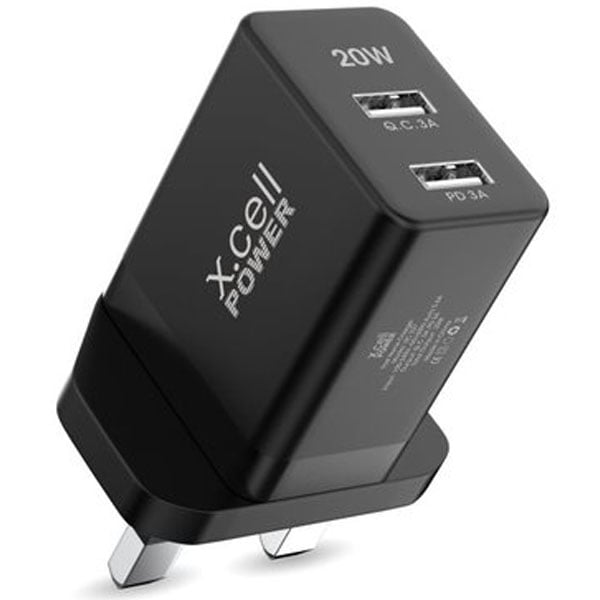 Xcell Dual Port Wall Charger Black