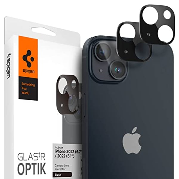 Spigen GLAStR Optik Camera Lens Screen Protector designed for iPhone 14 and iPhone 14 PLUS (2022) - Black [2 Pack]