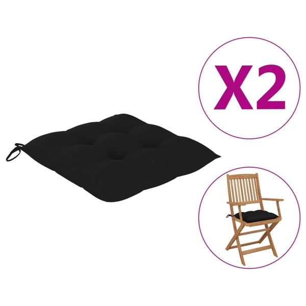 Vidaxl Chair Cushions 2 Pcs Black 40x40x7 Cm Fabric Vidaxl Chair Cushions 2 Pcs Black 40x40x7 Cm Fabric