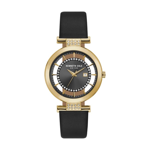 Kenneth Cole Transparency Watch For Women with Black Genuine Leather Strap