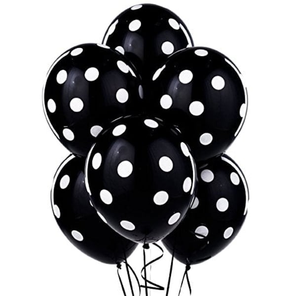 Qualatex Big Polka Dots Balloons - 11-Inch Black With White Dots
