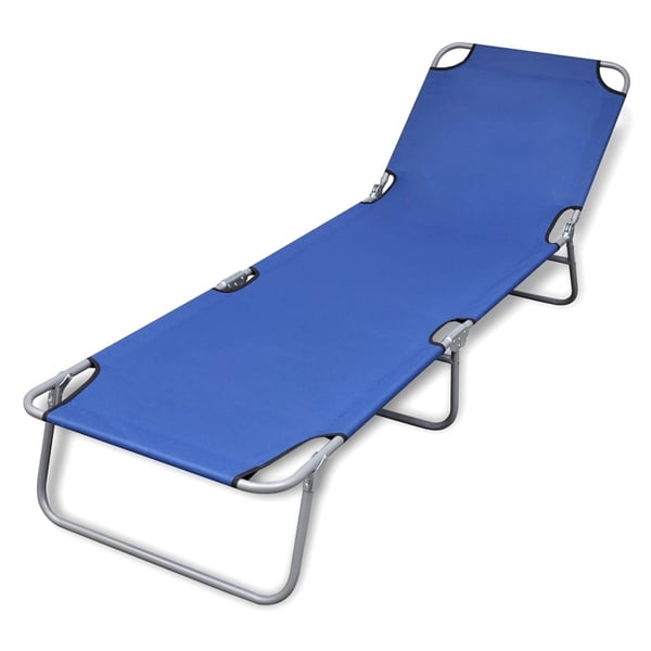 vidaXL Folding Sun Lounger Powder-coated Steel Blue vidaXL Folding Sun Lounger Powder-coated Steel Blue