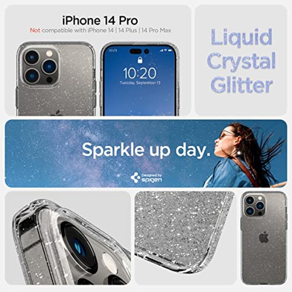 Spigen Liquid Crystal Glitter designed for iPhone 14 Pro case cover - Crystal Quartz