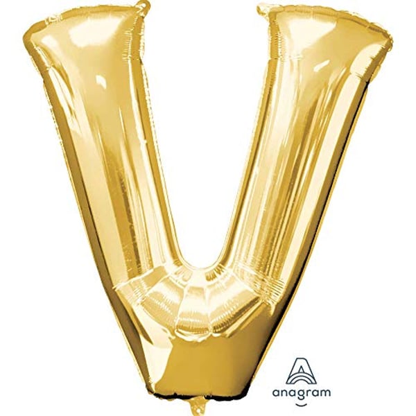 Anagram Letter V Gold Foil Balloon, 34 Anagram Letter V Gold Foil Balloon, 34