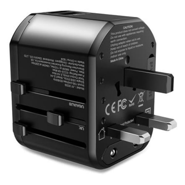 Rock 5V/3A Dual USB Universal Adaptor Black Rock 5V/3A Dual USB Universal Adaptor Black