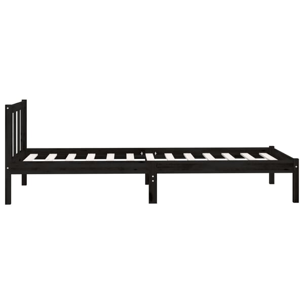 vidaXL Bed Frame Black Solid Pinewood 90x200 cm